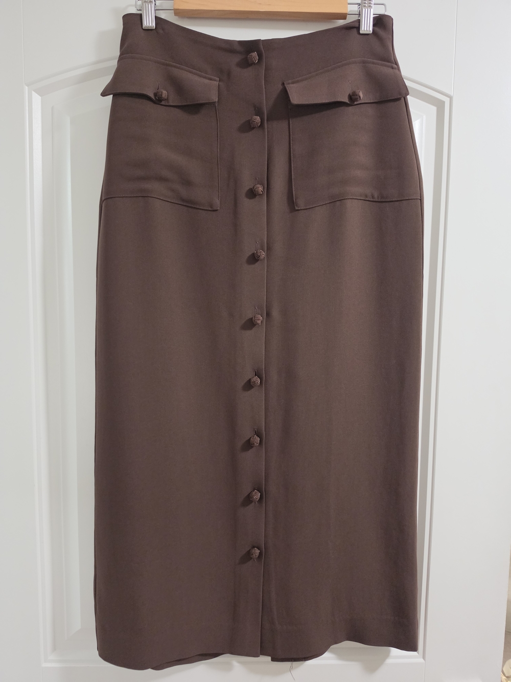 Reformation Brown Button-Front Midi Skirt - Picture 3 of 6